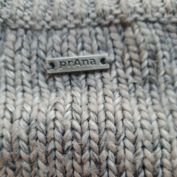 Prana Womens S Leisel Chunky Cable Knit Tunic Sweater Gray Stripe V-Neck - Picture 7 of 8